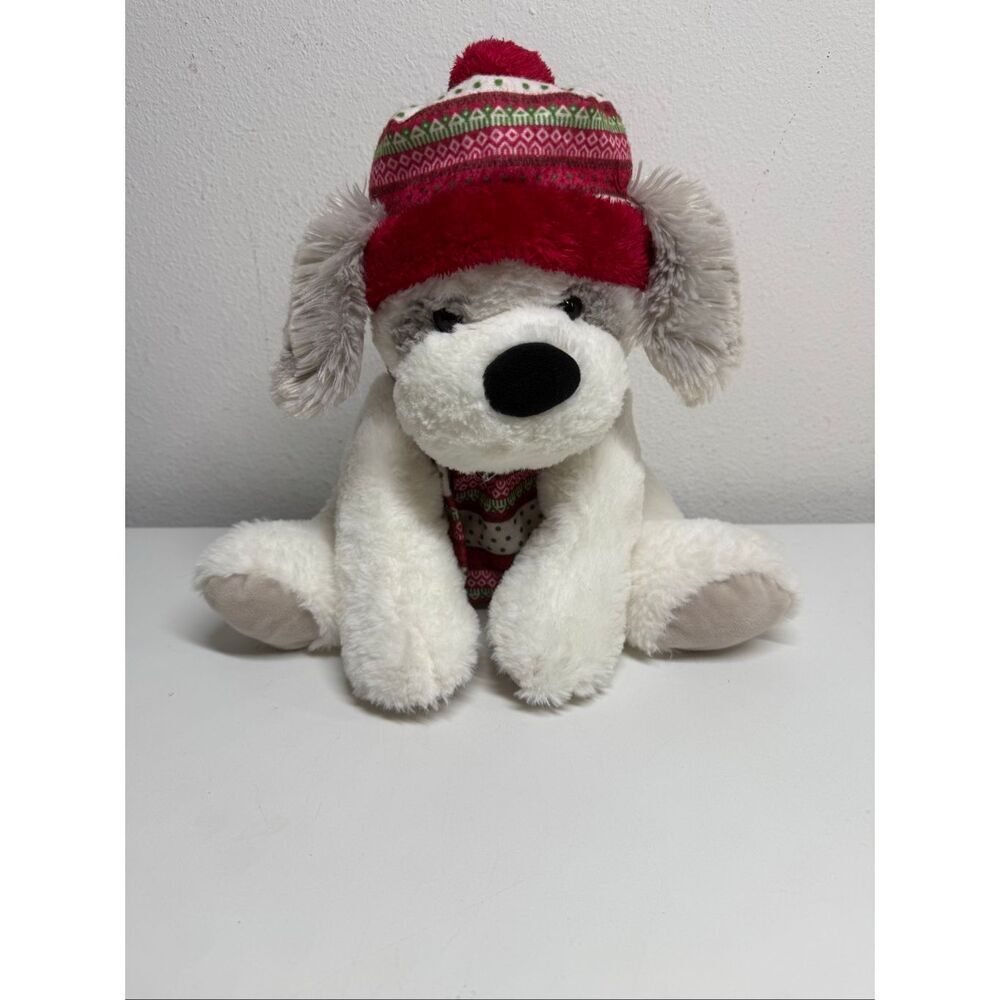 HugFun Puppy Plush 12” Hat Scarf Stuffed Animal 2018 Christmas Holiday Gift Toy